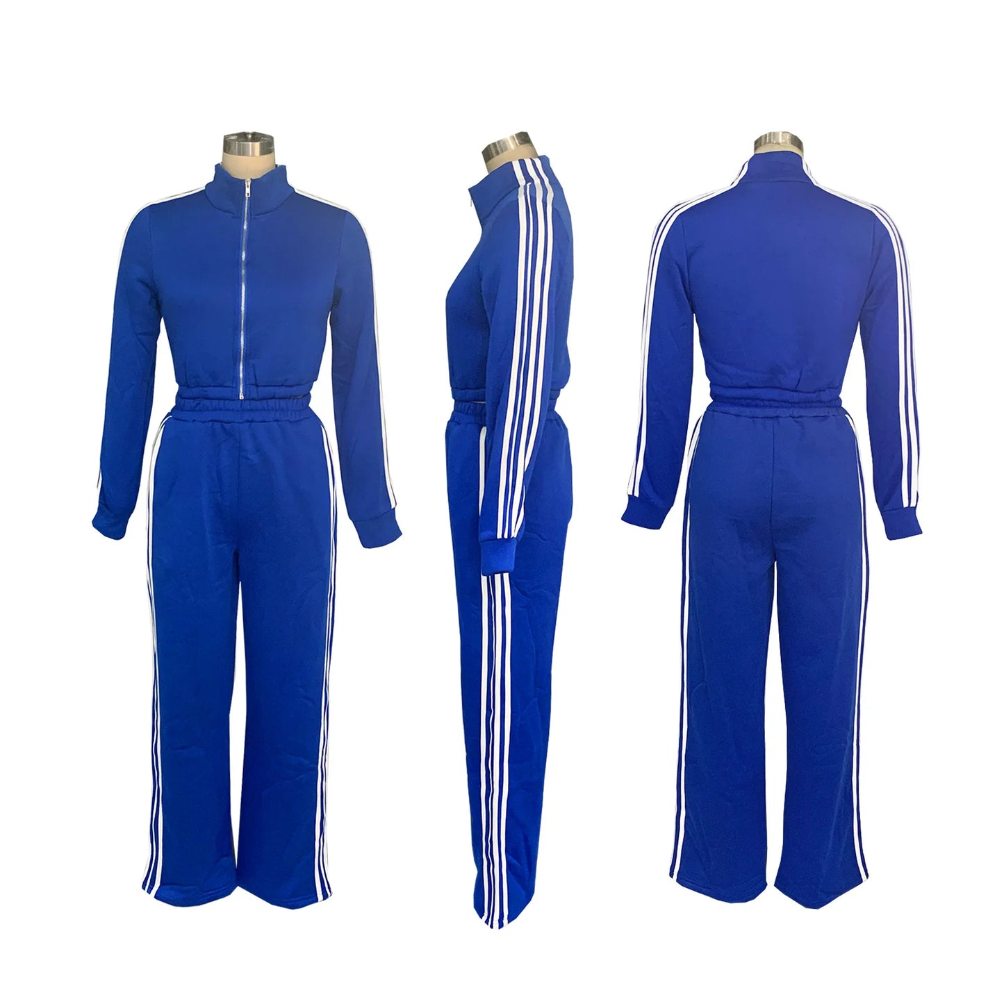 Active wear Women's Set Long Sleeve Striped Sweatshirt+Straight Pants