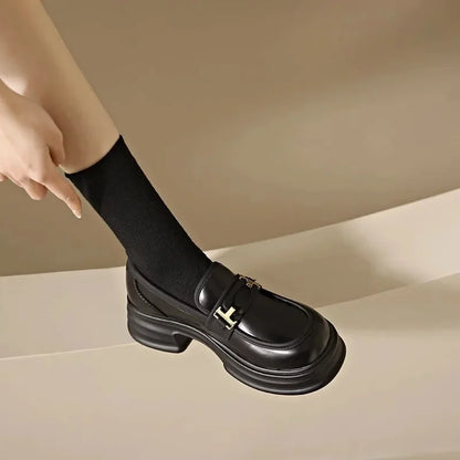 Loafers Oxfords Platform Casual Metal Chain Buckle Ladies Heels