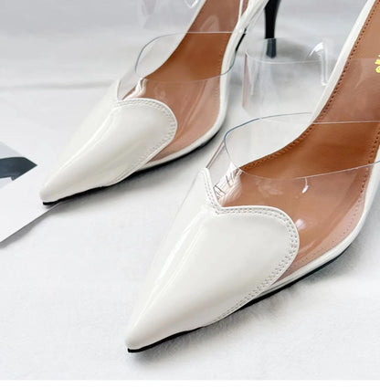 Popular Fashion Pointed Transparent Light Mouth Slippers Thin Heel Women's High Heels Womens Shoes