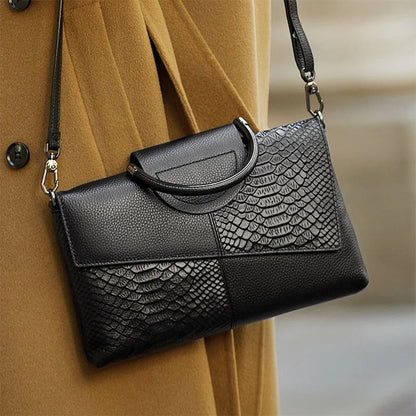 Women's Alligator Pattern Crossbody Bag - PU Leather Handbag