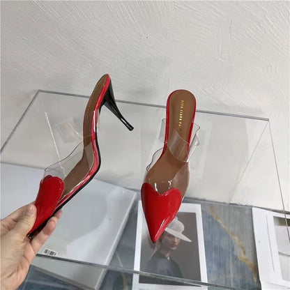 Popular Fashion Pointed Transparent Light Mouth Slippers Thin Heel Women's High Heels Womens Shoes