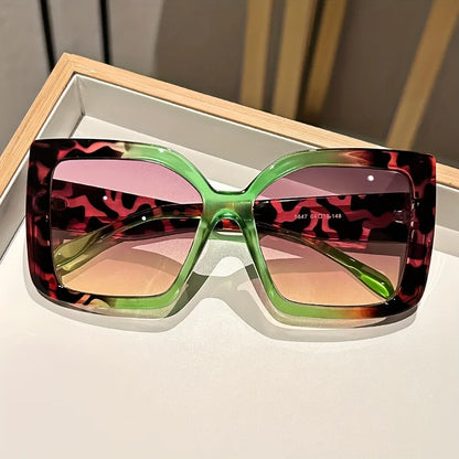 Oversized Square Gradient Glasses with Tortoiseshell & Leopard Frames