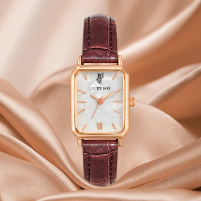 Women Watches LUCKY FOX Green Leather Ladies Watch