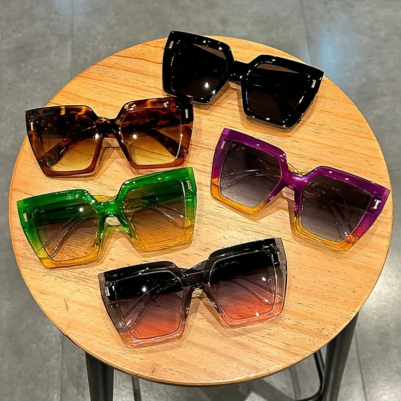 Gradient Large Square Sunglasses with Anti-Reflective Sport Lenses