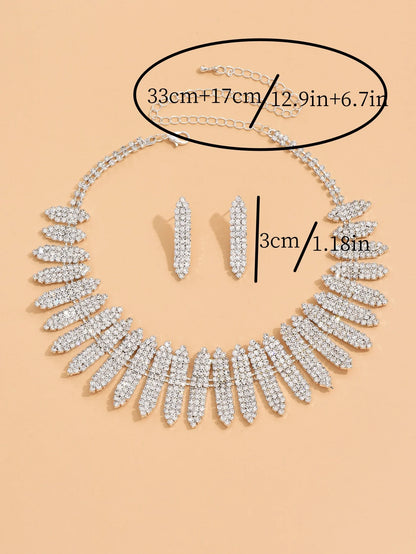 Women's Fashion Jewelry Set Tassel Water Diamond Earrings Necklace Luxury Party Fashion Accessories