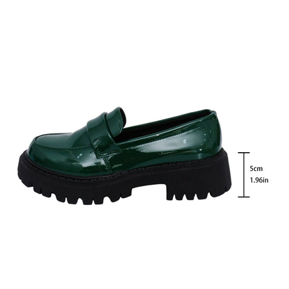 Women Thick Sole Comfortable Platform Loafers, Black, Spring/Autumn, British Style