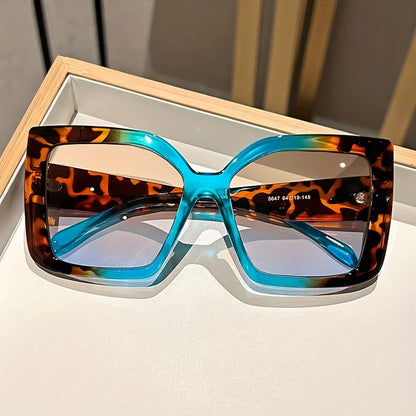 Oversized Square Gradient Glasses with Tortoiseshell & Leopard Frames