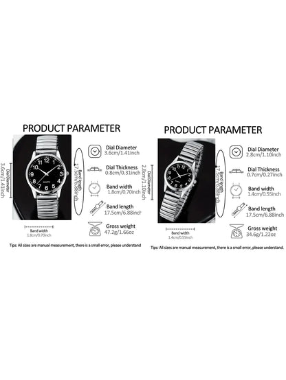 Couples Black Alloy Quartz Watch Set