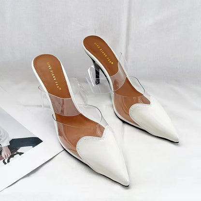 Popular Fashion Pointed Transparent Light Mouth Slippers Thin Heel Women's High Heels Womens Shoes